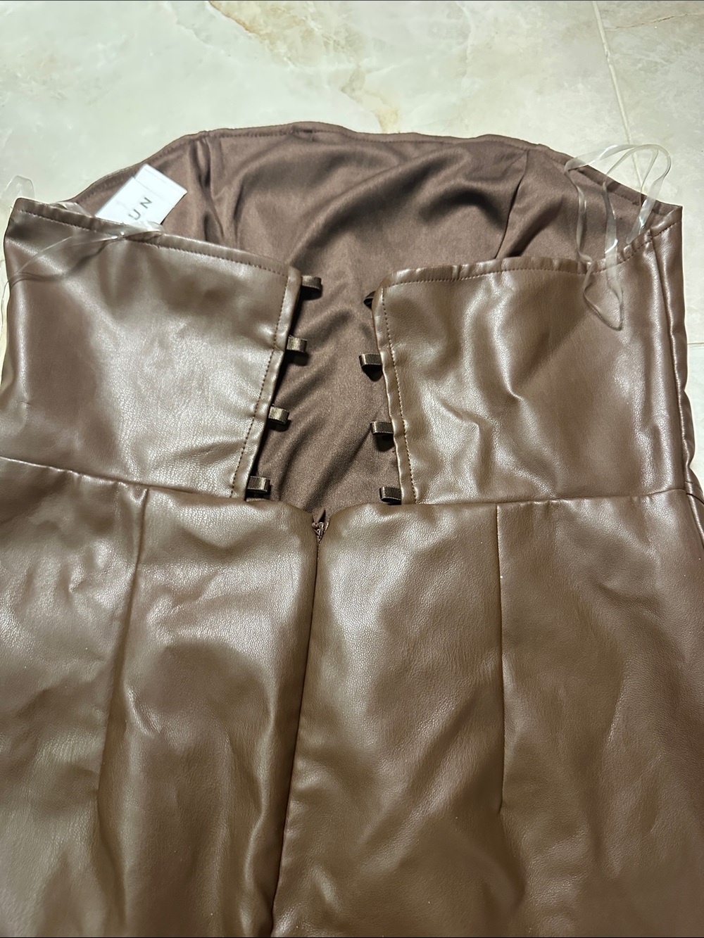 PacSun Strapless Faux-Leather Mini Dress in Brown - Picture 5 of 5